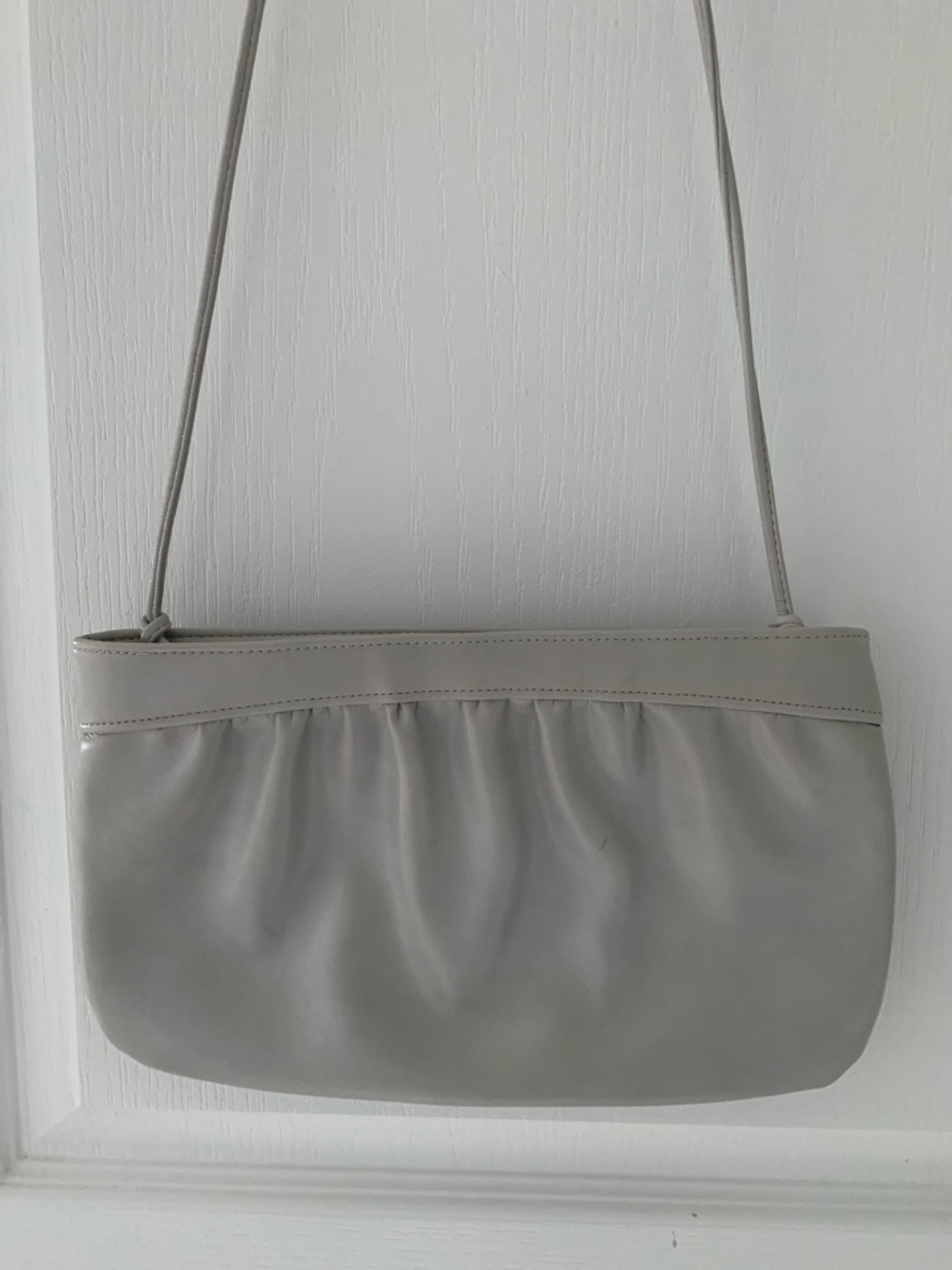 Minimal Pleated Shoulder Bag in Light Gray